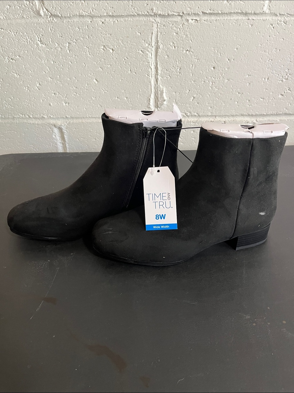Time and Tru Black Suede Ankle Boots 8 Wide